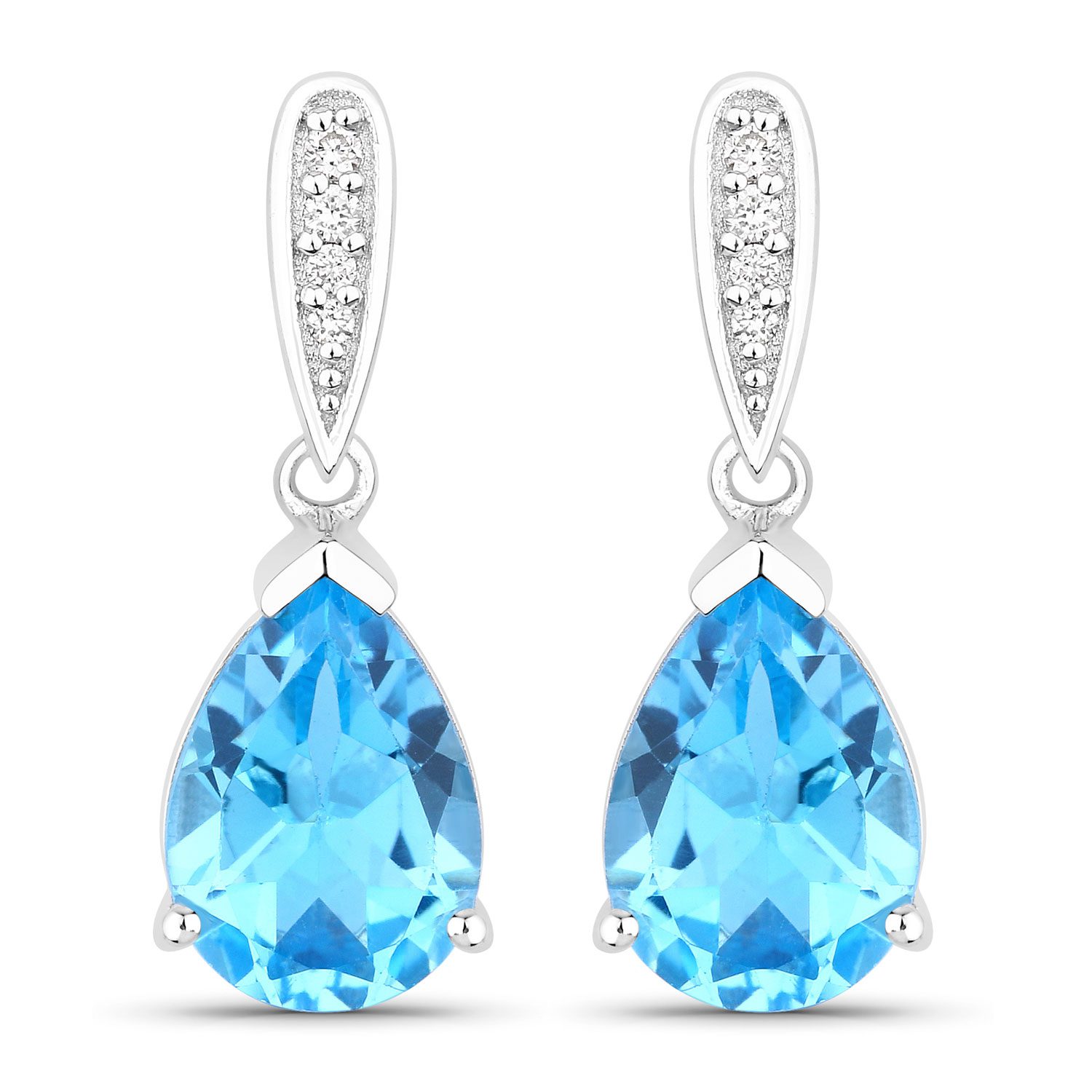 Blue gemstone earrings with diamond accents.